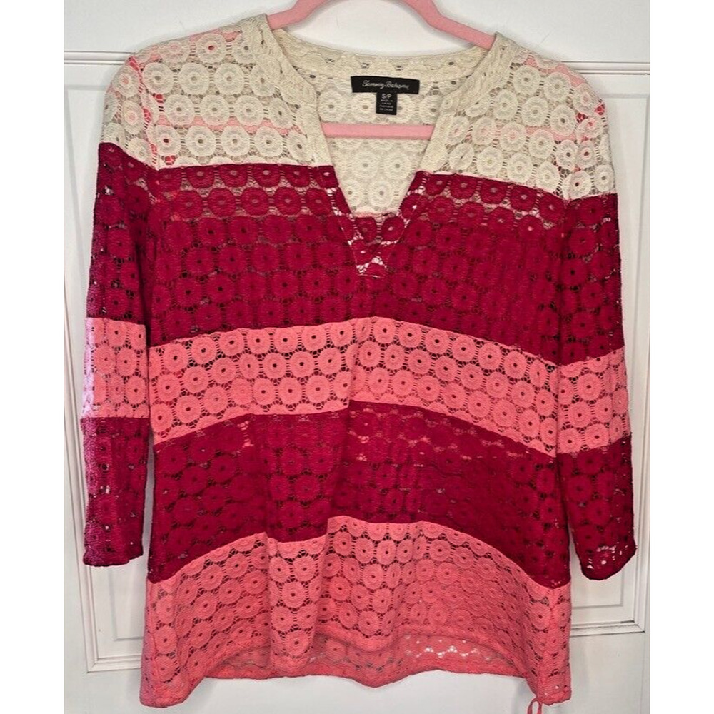 Tommy Bahama Women's Size S Crochet Lace Top Stretch Pullover Coverup